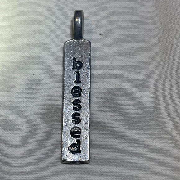 Thirty One 31 BLESSED PENDANT (6162) Silver Reva stamp charm - Picture 1 of 4